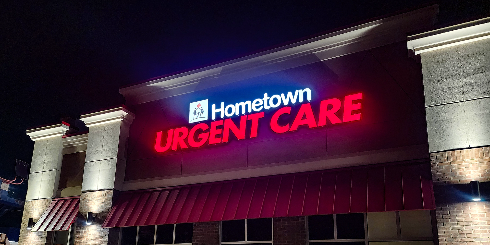Hometown Urgent Care Channel Letter Sign True Aerial Toledo True Aerial Signs Northwest Ohio channel letter signs design, installation, repair, maintenance